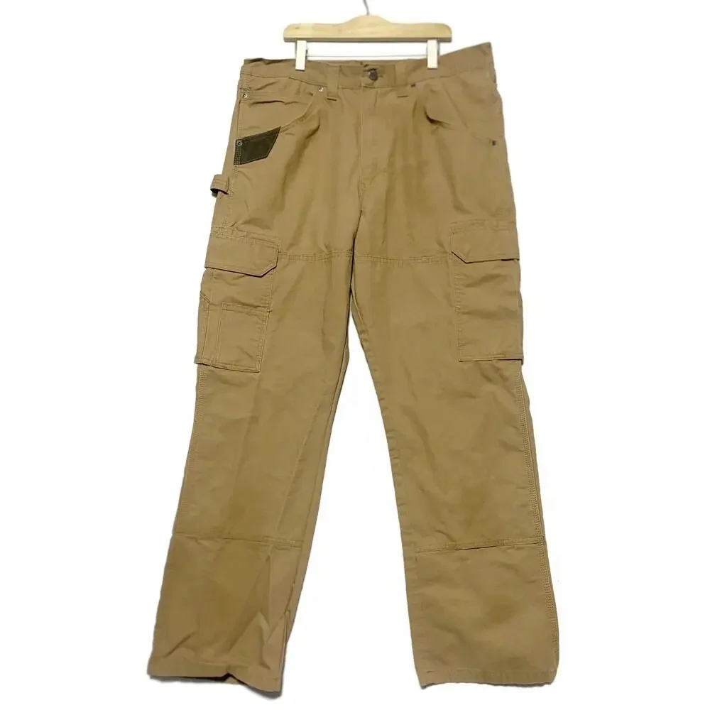 Wrangler Men's Cargo Work Pants Khaki Brown Utility 36x32 RN130273